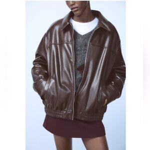 Zara vegan leather oversized jacket